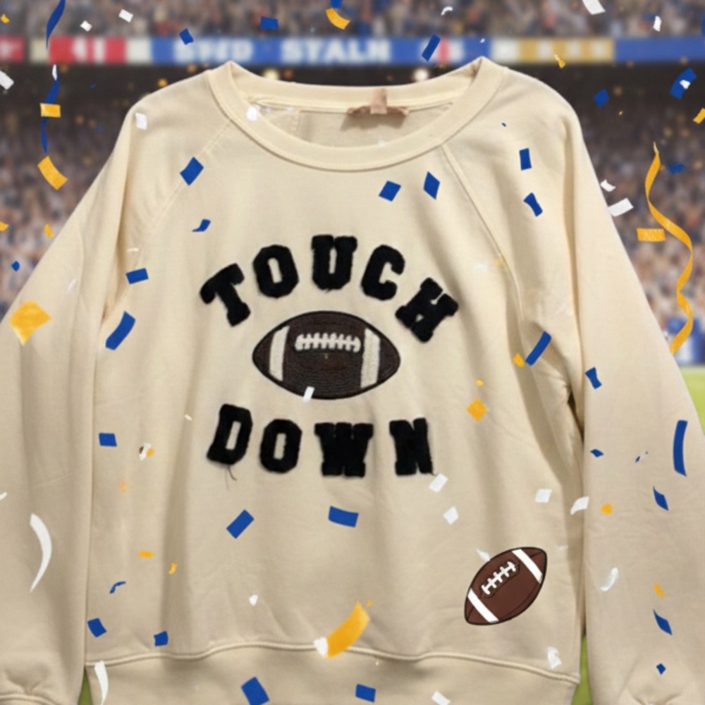 NWT Philosophy Cream Football Touchdown Sweatshirt NWT - Picture 1 of 3
